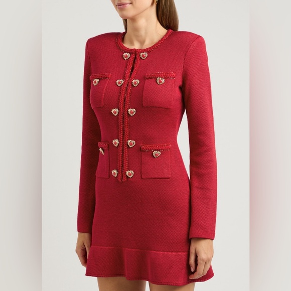 Self-Portrait | Dresses | Selfportrait Red Gold Buttoned Sheath Dress |  Poshmark